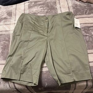 Olive green shorts, you can dress them down or up.